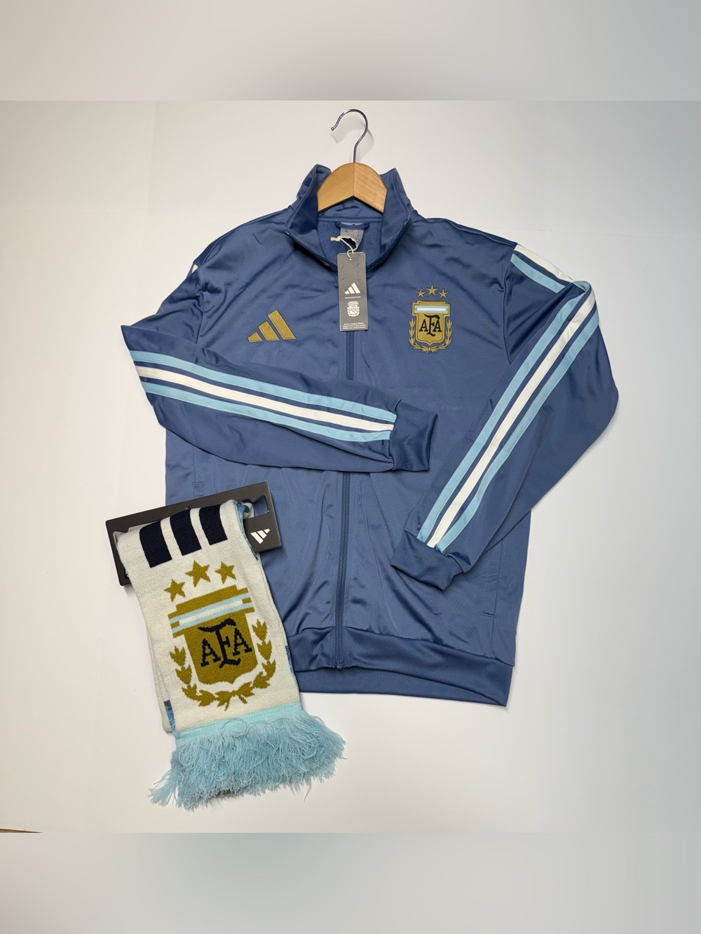 Adidas Argentina National Team DNA Track Jacket JZ6289 Men’s Size M Scarf NWT